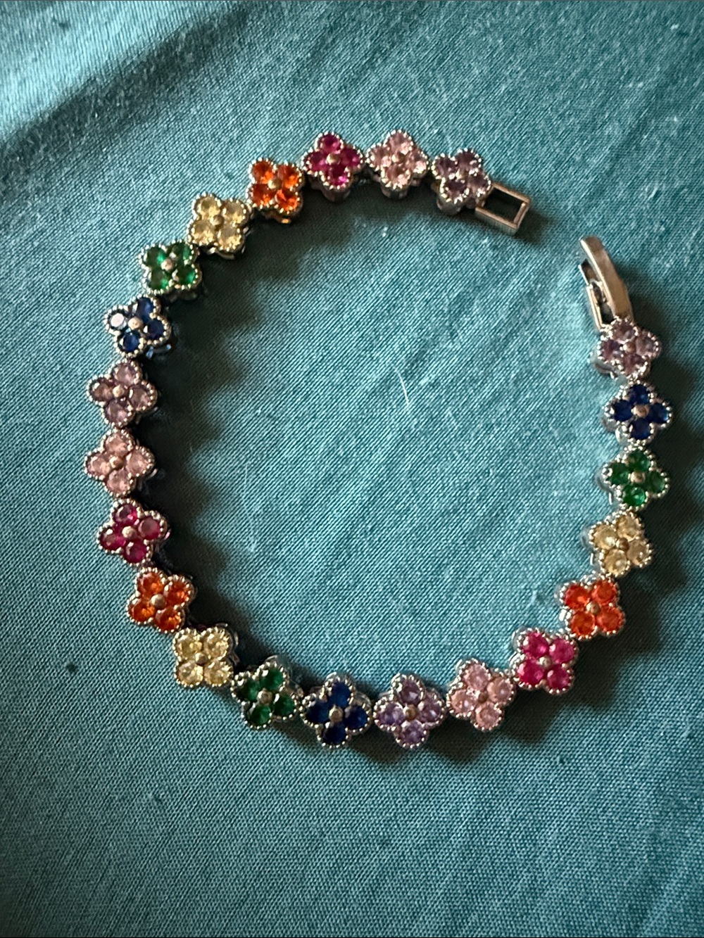 Kate Style Multicolor Flower Crystal Tennis Bracelet - Women Jewelry